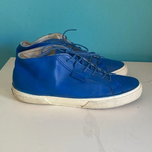Superga Blue Leather Casual Sneakers Size 42Men’s 9 Womens 10.5 Lace Up Shoes